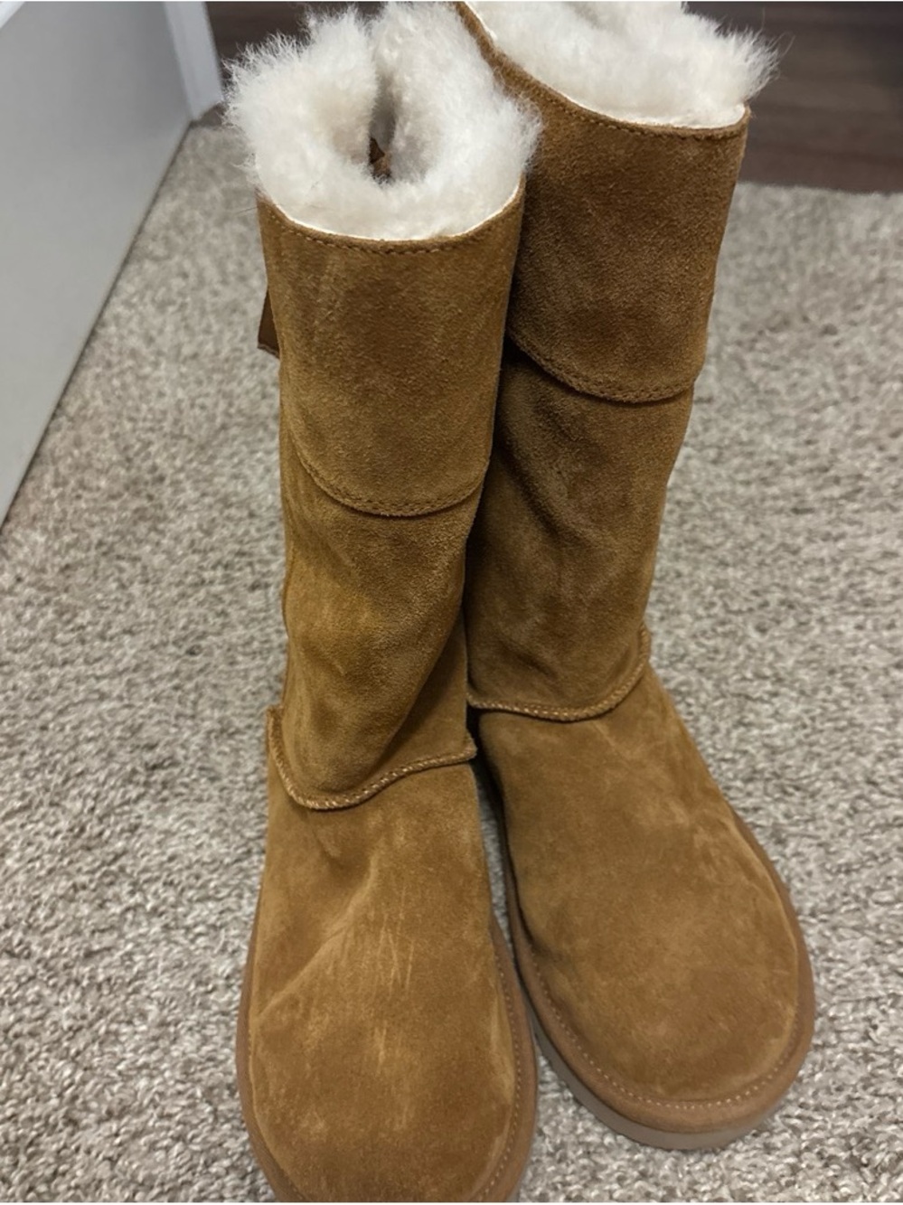 Koolaburra Chestnut Suede Shearling-Lined Winter Boots